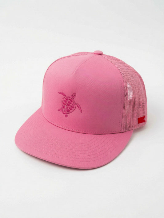 Bravo Cay hat in hot pink with embroidered sea turtle design in pink